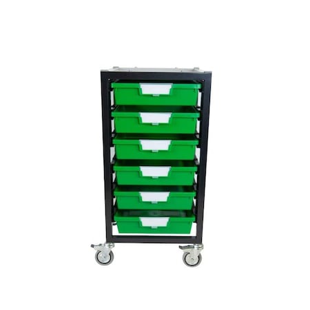 Commercial Grade Mobile Bin Storage Cart With 6 Green High Impact Polystyrene Bins/Trays